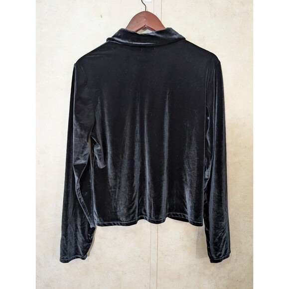 Vintage J Crew Velvet Track Jacket XL Black 80s 90s Velour - Picture 3 of 8